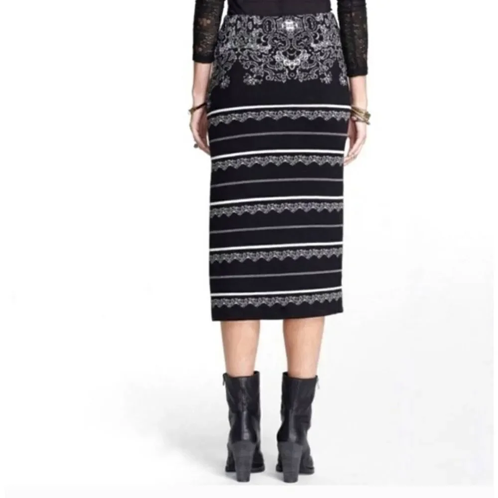 Free People Black Knit A Line Midi Skirt Medium